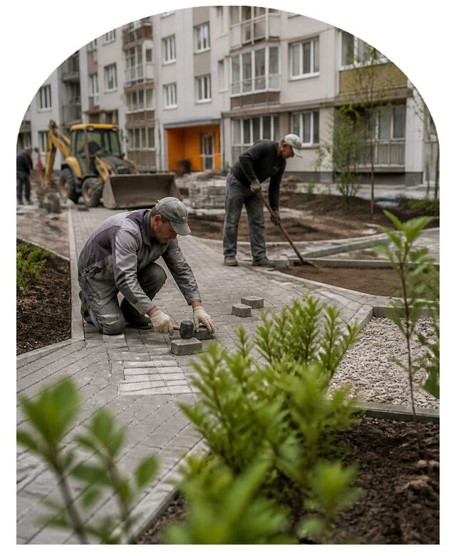 Благоустройство двора многоквартирного дома в Дедовске
